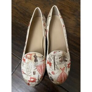 DARA Women's Flats 9.5 Sewing Theme Loafers Dress Form Vintage Print Shoes
